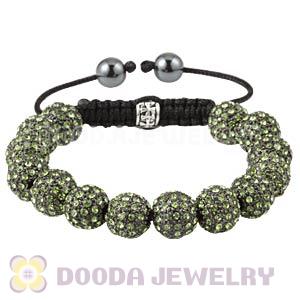 Green Crystal Disco Ball Bead Bracelet With Hematite Wholesale 