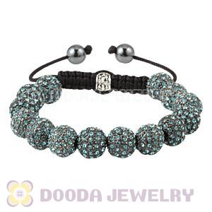 Cyan Crystal Disco Ball Bead Bracelet With Hematite Wholesale 