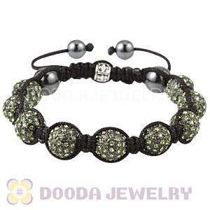 Green Crystal Disco Ball Bead Bracelet With Hematite Wholesale