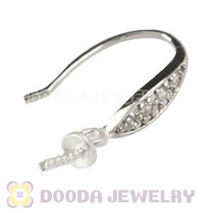 Sterling Silver Inlay CZ Stone Earring Component Findings Wholesale