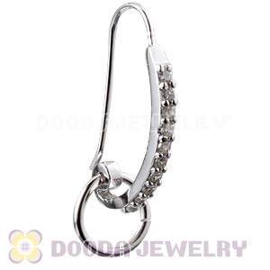 Sterling Silver Inlay CZ Stone Earring Component Findings Wholesale