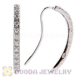 Sterling Silver Inlay CZ Stone Earring Component Findings Wholesale