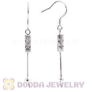 Sterling Silver Inlay CZ Stone Earring Component Findings Wholesale