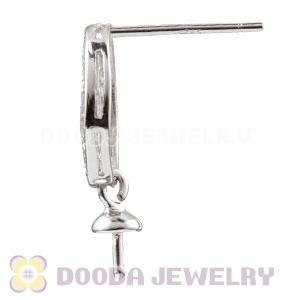 Sterling Silver Inlay CZ Stone Earring Component Findings Wholesale
