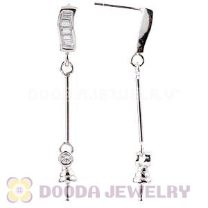 Sterling Silver Inlay CZ Stone Earring Component Findings Wholesale