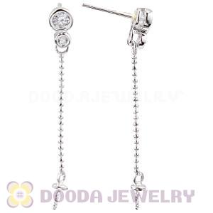 Sterling Silver Inlay CZ Stone Earring Component Findings Wholesale