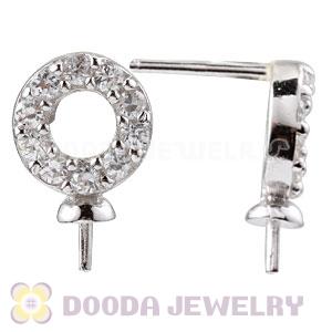 Sterling Silver Inlay CZ Stone Earring Component Findings Wholesale