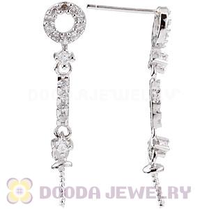 Sterling Silver Inlay CZ Stone Earring Component Findings Wholesale