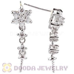 Sterling Silver Inlay CZ Stone Earring Component Findings Wholesale