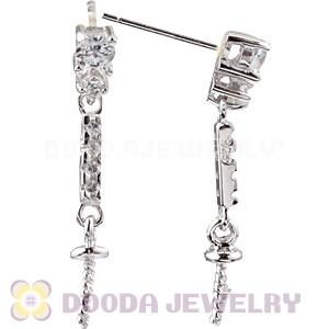 Sterling Silver Inlay CZ Stone Earring Component Findings Wholesale