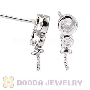 Sterling Silver Inlay CZ Stone Earring Component Findings Wholesale