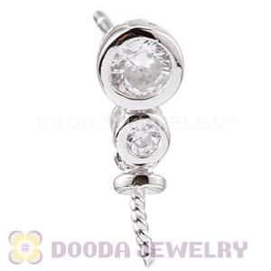 Sterling Silver Inlay CZ Stone Earring Component Findings Wholesale