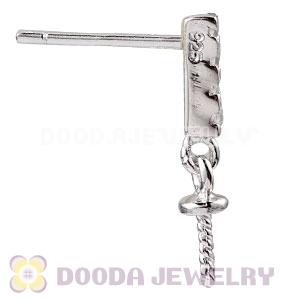 Sterling Silver Inlay CZ Stone Earring Component Findings Wholesale