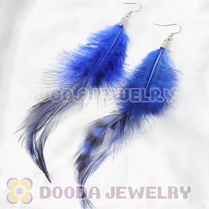 Long Blue Tibetan Jaderic Bohemia Feather Earrings Wholesale