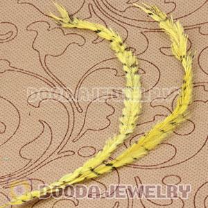 Yellow Thin Striped Grizzly Bird Feather Hair Extension Wholesale