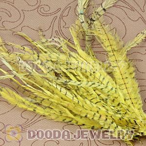Yellow Thin Striped Grizzly Bird Feather Hair Extension Wholesale