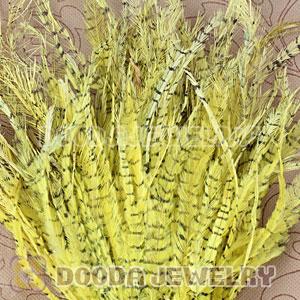Yellow Thin Striped Grizzly Bird Feather Hair Extension Wholesale