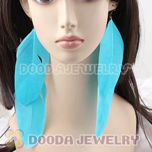 Cyan Tibetan Jaderic Bohemia Long Feather Earrings Wholesale