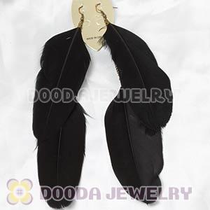 Black Tibetan Jaderic Bohemia Long Feather Earrings Wholesale