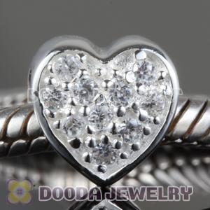 S925 Sterling Silver European Style Love Beads with Stone