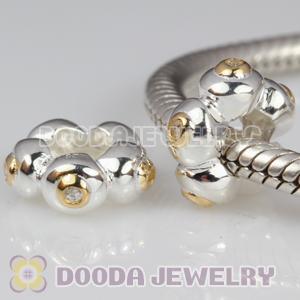 European Style 925 Silver Beads Gold Plated annulus with Stone