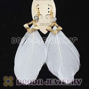 White Long Crystal Feather Earrings Forever 21 Wholesale
