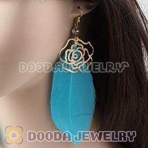 Cyan Long Crystal Feather Earrings Forever 21 Wholesale