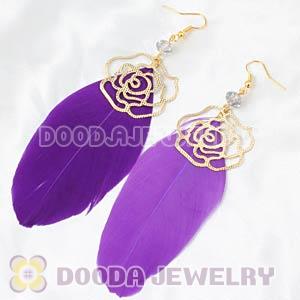 Purple Long Crystal Feather Earrings Forever 21 Wholesale-European ...