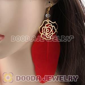 Red Long Crystal Feather Earrings Forever 21 Wholesale