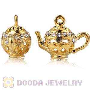 Fashion Gold Plated Alloy Teapot Pendants With Stones Wholesale
