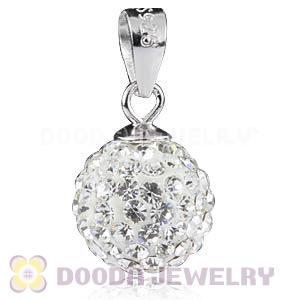 Sterling Silver 10mm White Czech Crystal Pendants Wholesale