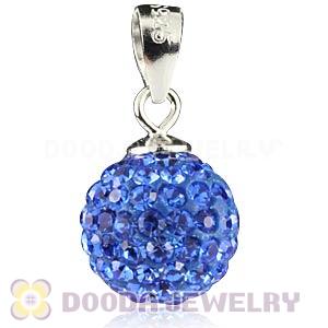 Sterling Silver 10mm Blue Czech Crystal Pendants Wholesale