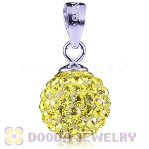 Sterling Silver 10mm Yellow Czech Crystal Pendants Wholesale