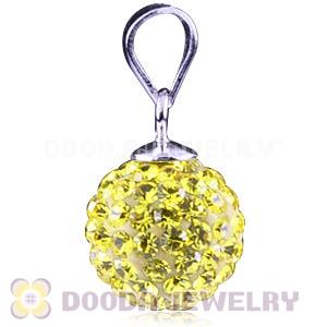 Sterling Silver 10mm Yellow Czech Crystal Pendants Wholesale