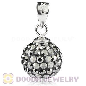 Sterling Silver 10mm Grey Czech Crystal Pendants Wholesale