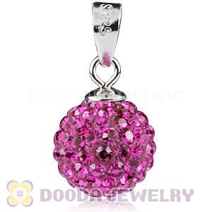 Sterling Silver 10mm Magenta Czech Crystal Pendants Wholesale