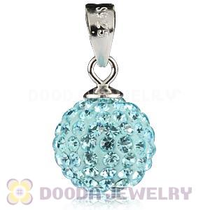 Sterling Silver 10mm Cyan Czech Crystal Pendants Wholesale