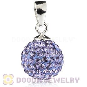 Sterling Silver 10mm Lavender Czech Crystal Pendants Wholesale