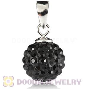 Sterling Silver 10mm Black Czech Crystal Pendants Wholesale