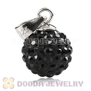 Sterling Silver 10mm Black Czech Crystal Pendants Wholesale