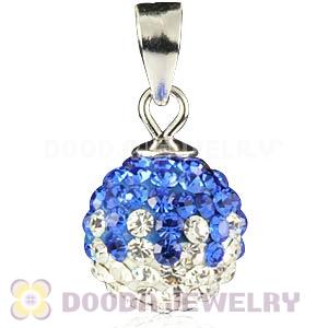 Sterling Silver 10mm Blue-White Czech Crystal Pendants Wholesale