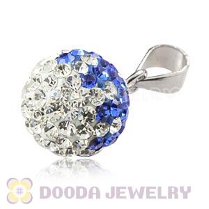Sterling Silver 10mm Blue-White  Czech Crystal Pendants Wholesale