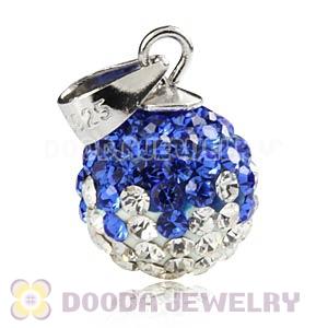 Sterling Silver 10mm Blue-White  Czech Crystal Pendants Wholesale