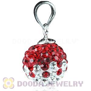 Sterling Silver 10mm Red-White  Czech Crystal Pendants Wholesale