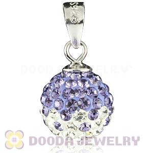 Sterling Silver 10mm Purple-White  Czech Crystal Pendants Wholesale