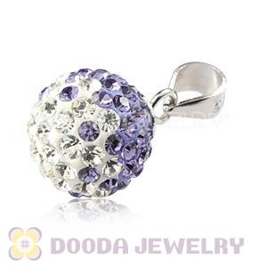 Sterling Silver 10mm Purple-White  Czech Crystal Pendants Wholesale