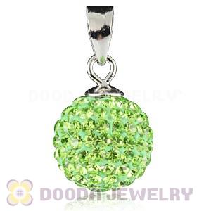 Sterling Silver 10mm Lime Czech Crystal Pendants Wholesale