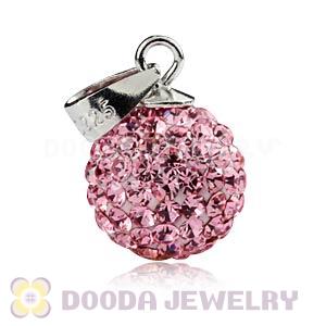 Sterling Silver 10mm Pink Czech Crystal Pendants Wholesale