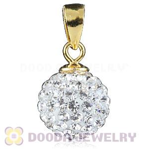 Gold Plated Silver 10mm White Czech Crystal Pendants Wholesale
