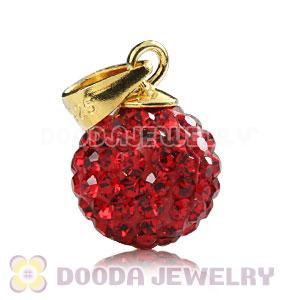 Gold Plated Silver 10mm Red Czech Crystal Pendants Wholesale